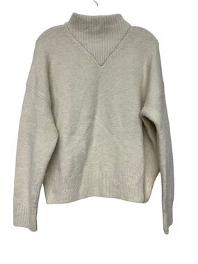 Madewell Dillion Cream Ribbed Mockneck Pullover Sweater Medium Wool Alpaca